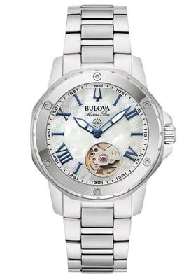 Bulova Marine Star Dames Zilveren Horloge 96L326
