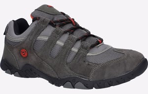 Hi-Tec Quadra II Heren Suède Wandelschoenen In Houtskool/Levendig Rood