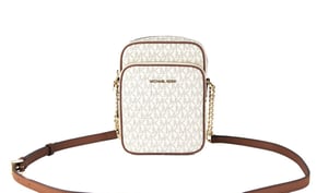Michael Kors Women's Jet Set Medium Vanilla PVC North South Chain Crossbody Handbag