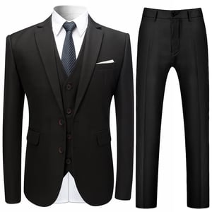 Slim Fit svart formell 3-delad kostym