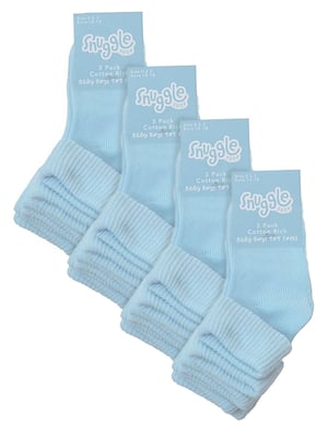 Baby Cotton Turn Over Top Socks | 6 Pair Pack | Sock Snob | Plain Funny Socks for Boy and Girl - Blue