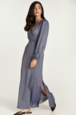 Faux Wrap Maxi Dress met zijsplitten