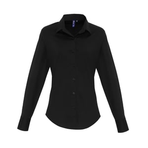 Premier Dames/Dames Popeline Stretch Shirt Met Lange Mouwen (Zwart)