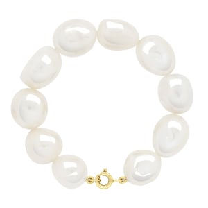 Armband Goud - Rij van Echte Zoetwaterparels Barok 11-12 mm