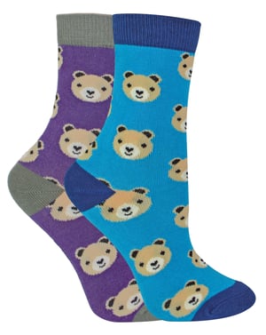 Mr Heron - 2 Pairs Boys Bamboo Animal Patterned Socks - Bears