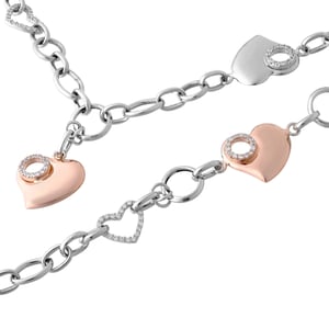 Orphelia Women's 925 Sterling Silver Set: Chain + Bracelet - Silver/Rose SET-049