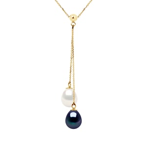 YOU AND ME zoetwater parel 89mm Wit en zwart geel goud