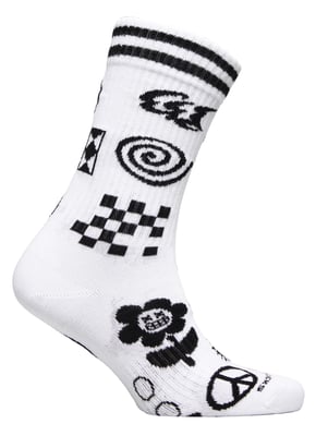 Patchwork Socks | Happy Socks | Funny Pattern Novelty Design Socks | Gift Socks - White