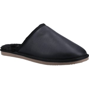Hush Puppies Mens Coady Leather Slippers (Black)