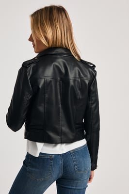 Black Faux Leather Biker Jacket