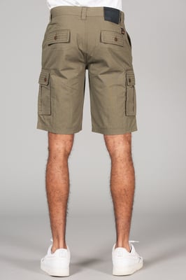 Olive Cotton Cargo-Style Short With Pockets