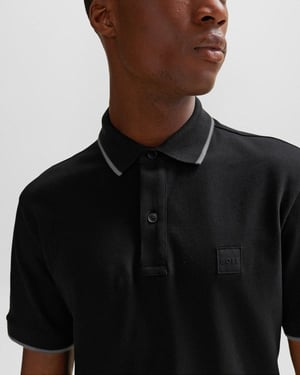 BOSS Orange Passertip Mens Short Sleeve Polo Shirt With Tipped Collar