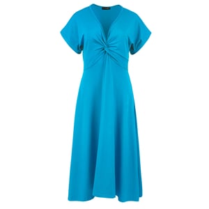 Turquoise midi-jurk met vlinderstrik