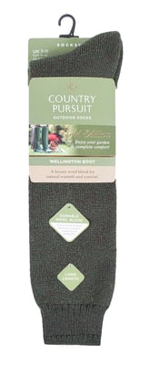 COUNTRY PURSUIT - Mens Green Long Wellington Boot Socks 6-11 UK