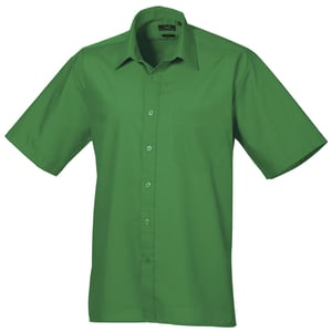 Premier Heren Korte Mouw Formele Poplin Gewoon Werk Shirt (Smaragd)