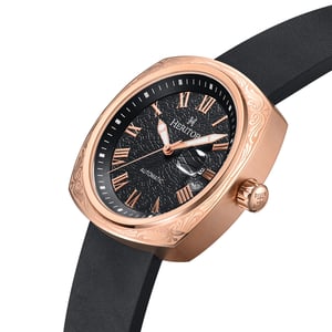 Heritor Automatic Davenport horloge met gegraveerde leren band en datum