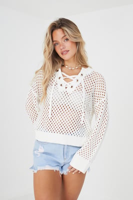 Cream 'Hydro' Cotton Open Knit Jumper