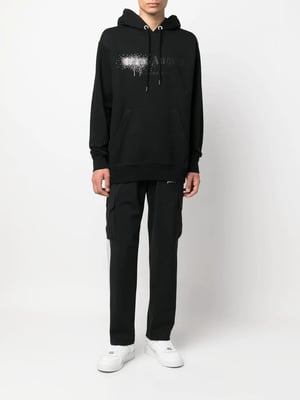 Palm Angel Rhinestone Logo Print Hoodie in Black