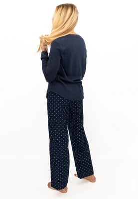 GAP Womens Pyjama Flannel Sleep Set in Navy Polka Dot