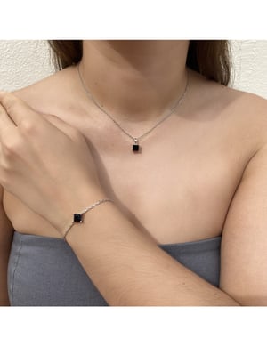 Simple Square Calle Set - Silver och svart kristall
