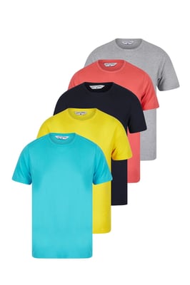 Bright Blue Cotton 5-Pack Short Sleeve T-Shirts