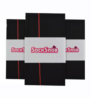 Sock Snob - Womens Vintage Seamed Tights | 3 Pair Multipack | 40 Denier Knee High Ultra Sheen Tights with Line Up the Back - Black / Red