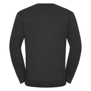 Russell Collection Heren Gebreid V Hals Sweatshirt (Houtskool mergel)