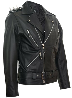 Brando Black ''Ghostrider'' Spiked Leather Biker Jacket