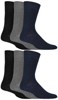 Gentle Grip - Mens 6 Pair Multipack Diabetic Sock with Honey Comb Top and Hand linked Toe Seams - BNG