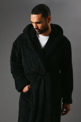 Men's Chunky Sherpa Hooded Robe