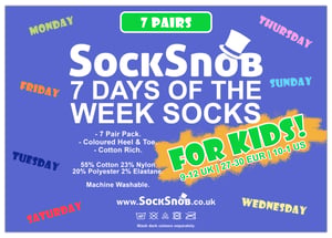 Kids Novelty Days of the Week Socks | 7 Pairs | For Boys & Girls