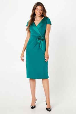 Occasion Scuba Corsage Midi Dress