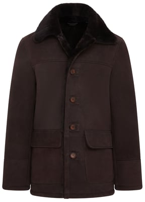 Herr Brun Shearling Fårskinn Car Coat - Elverum