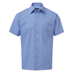 Premier Mens Short Sleeve Poplin Shirt (Mid Blue)
