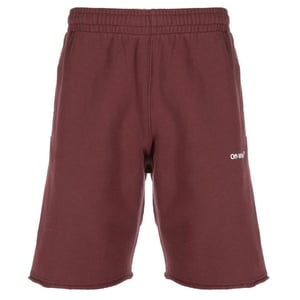 Gebroken witte Diag Helvetica bordeauxrode sweatshort