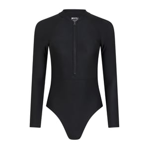 Mountain Warehouse Womens/Ladies Surfer Long-Sleeved One Piece Swimsuit (Jet Black)