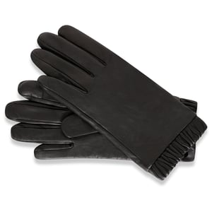 Barneys Originals Black Leather Gloves With Elasticated Cuff