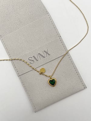 Emerald Green Heart Necklace in Gold