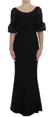 Dolce & Gabbana Vrouwen Zwart Bloemen Kanten Lange Bodycon Maxi Jurk