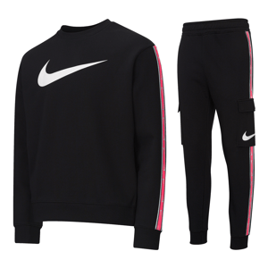 Nike Sportswear Men's Repeat Crew Fleece Tracksuit Black/Hyper Pink