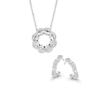 Orphelia 'Onyx' Women's 925 Sterling Silver Set: Chain-Pendant + Earrings - Silver SET-7127