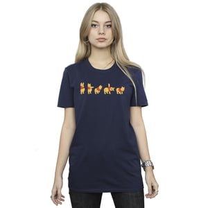 Disney Womens/Ladies Winnie The Pooh Stretching Cotton Boyfriend T-Shirt (Navy Blue)