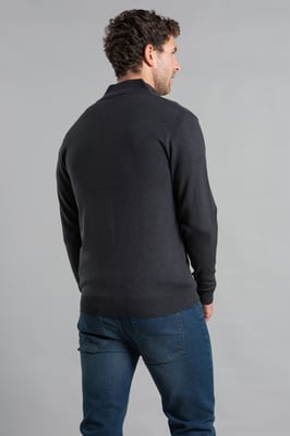 Charcoal Funnel Neck Zip-Through Cardigan
