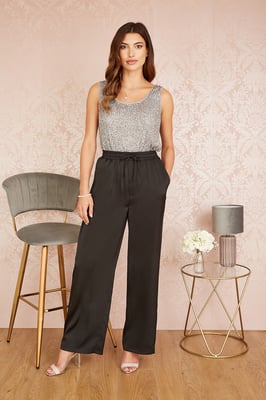 Black Satin Relaxed Trousers