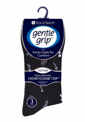 Gentle Grip - 6 Pairs Mens Gentle Grip Non Elastic Socks - MGG546