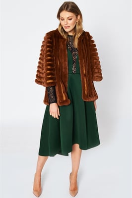 Faux Fur Striped Coat