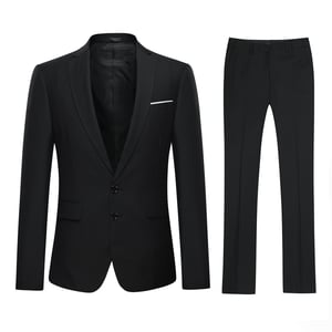 2-delad slim fit tvåknappskostym för herrar, svart