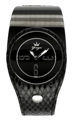 Yonger and Bresson: Black Dial Black Band Watch
