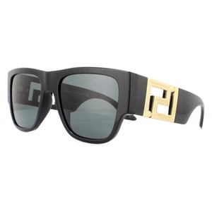 Versace Rectangle Mens Svart Mörkgrå Solglasögon