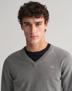 GANT Mens Classic Cotton V-Neck Jumper